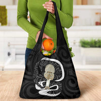 Black New Zealand Eel Grocery Bag Aotearoa Maori Tuna With Kotiate Weapon