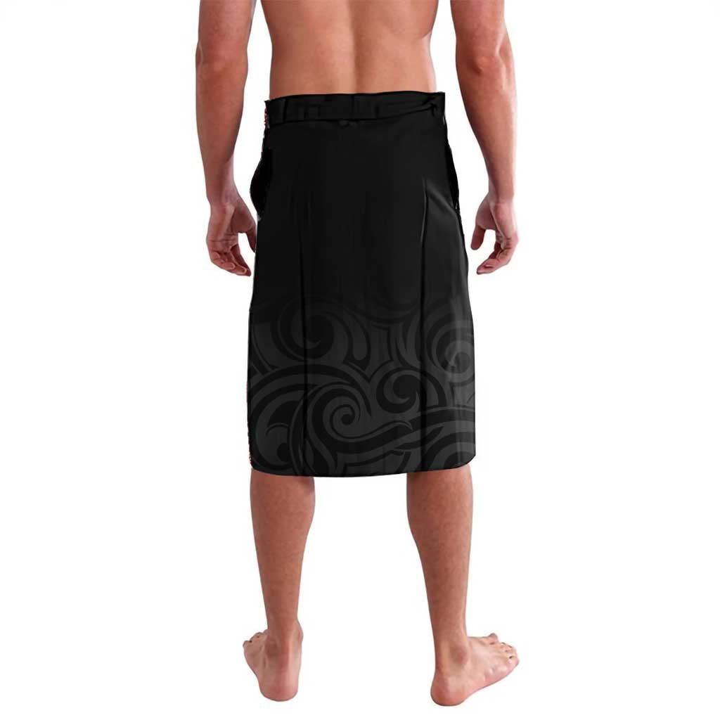 Black New Zealand Eel Lavalava Aotearoa Maori Tuna With Kotiate Weapon