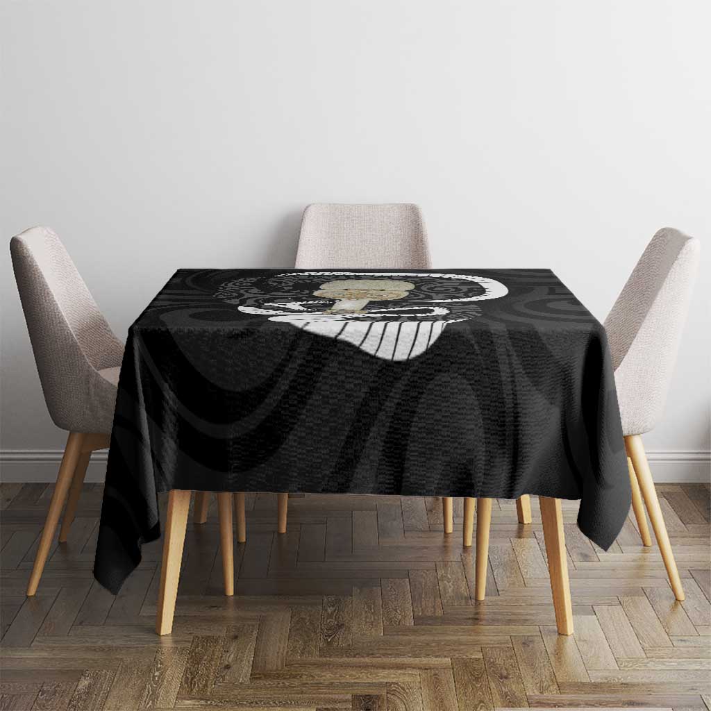 Black New Zealand Eel Tablecloth Aotearoa Maori Tuna With Kotiate Weapon
