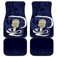 Blue New Zealand Eel Car Mats Aotearoa Maori Tuna With Kotiate Weapon