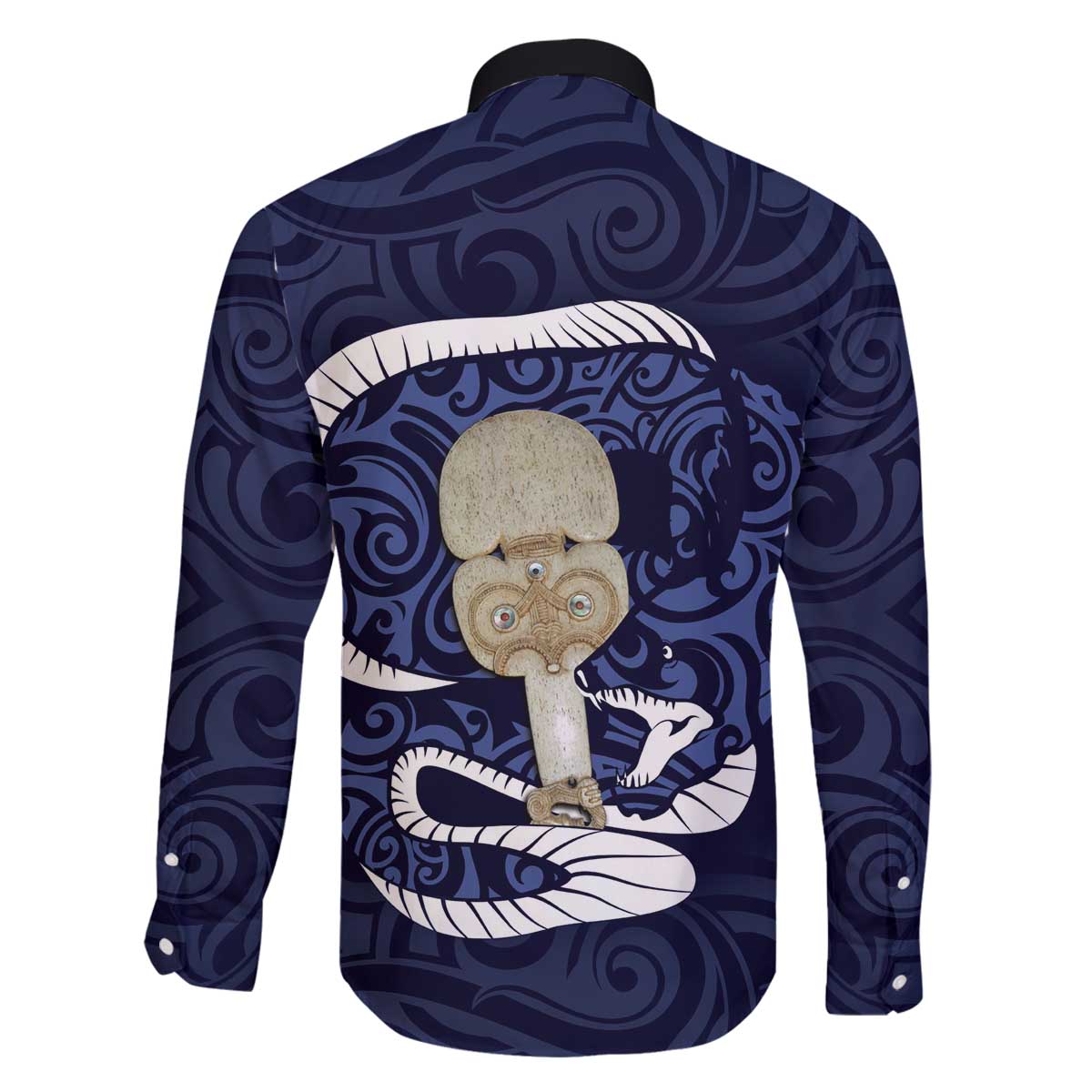 Blue New Zealand Eel Family Matching Off The Shoulder Long Sleeve Dress and Hawaiian Shirt Aotearoa Maori Tuna With Kotiate Weapon