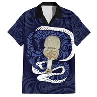 Blue New Zealand Eel Family Matching Off Shoulder Maxi Dress and Hawaiian Shirt Aotearoa Maori Tuna With Kotiate Weapon LT14 Dad's Shirt - Short Sleeve Blue - Polynesian Pride