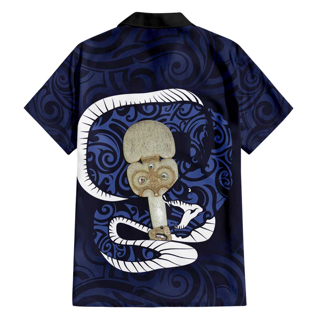 Blue New Zealand Eel Family Matching Off Shoulder Maxi Dress and Hawaiian Shirt Aotearoa Maori Tuna With Kotiate Weapon LT14 - Polynesian Pride