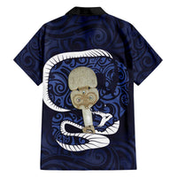Blue New Zealand Eel Family Matching Puletasi and Hawaiian Shirt Aotearoa Maori Tuna With Kotiate Weapon LT14 - Polynesian Pride