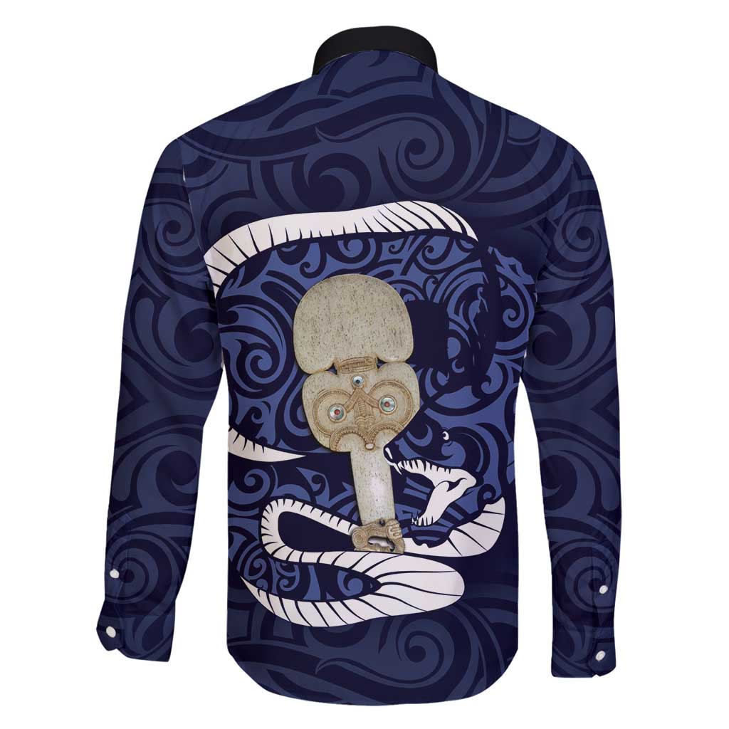 Blue New Zealand Eel Family Matching Summer Maxi Dress and Hawaiian Shirt Aotearoa Maori Tuna With Kotiate Weapon