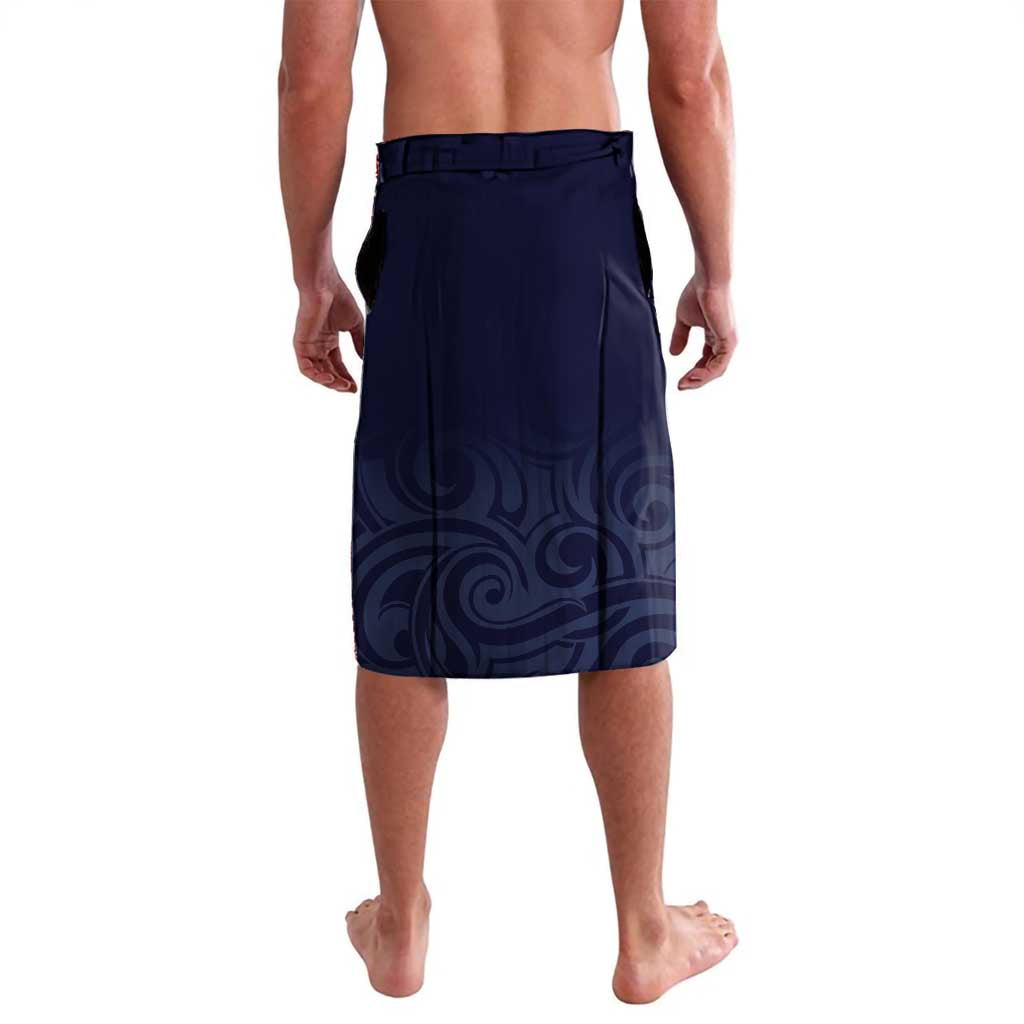 Blue New Zealand Eel Lavalava Aotearoa Maori Tuna With Kotiate Weapon