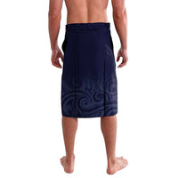 Blue New Zealand Eel Lavalava Aotearoa Maori Tuna With Kotiate Weapon