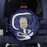Blue New Zealand Eel Spare Tire Cover Aotearoa Maori Tuna With Kotiate Weapon