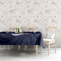 Blue New Zealand Eel Tablecloth Aotearoa Maori Tuna With Kotiate Weapon