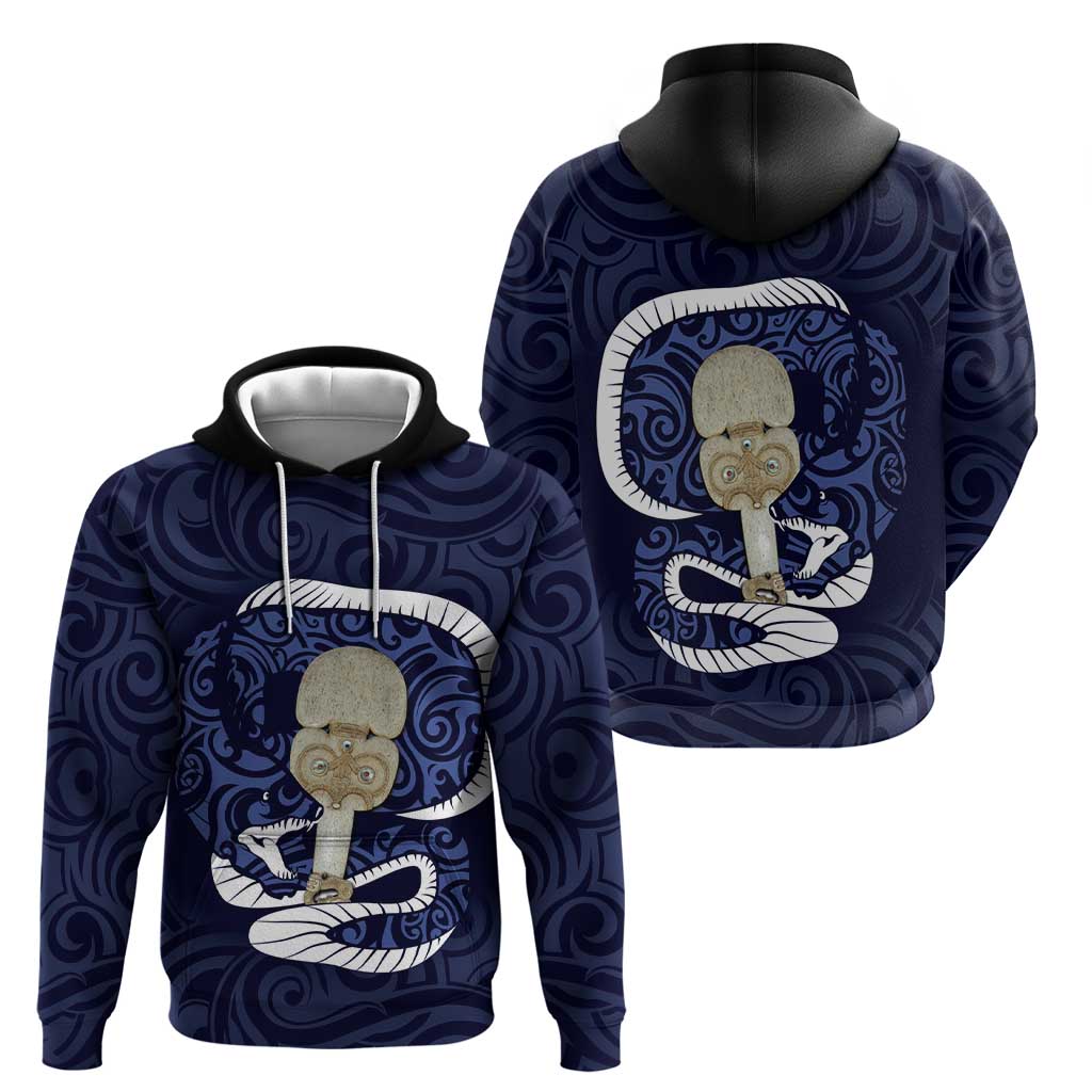 Blue New Zealand Eel Zip Hoodie Aotearoa Maori Tuna With Kotiate Weapon