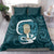 Turquoise New Zealand Eel Bedding Set Aotearoa Maori Tuna With Kotiate Weapon