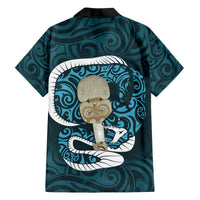 Turquoise New Zealand Eel Family Matching Puletasi and Hawaiian Shirt Aotearoa Maori Tuna With Kotiate Weapon LT14 - Polynesian Pride