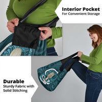 Turquoise New Zealand Eel Grocery Bag Aotearoa Maori Tuna With Kotiate Weapon