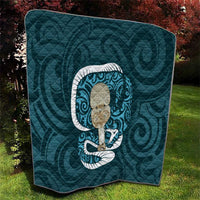 Turquoise New Zealand Eel Quilt Aotearoa Maori Tuna With Kotiate Weapon