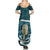 Turquoise New Zealand Eel Summer Maxi Dress Aotearoa Maori Tuna With Kotiate Weapon