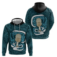 Turquoise New Zealand Eel Zip Hoodie Aotearoa Maori Tuna With Kotiate Weapon LT14 - Polynesian Pride