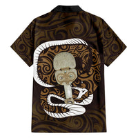 Gold New Zealand Eel Family Matching Puletasi and Hawaiian Shirt Aotearoa Maori Tuna With Kotiate Weapon LT14 - Polynesian Pride
