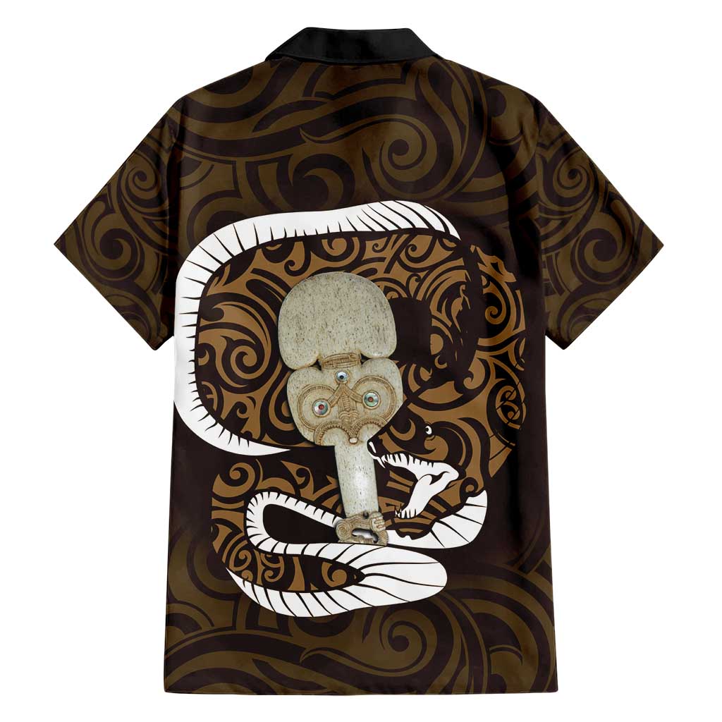 Gold New Zealand Eel Family Matching Short Sleeve Bodycon Dress and Hawaiian Shirt Aotearoa Maori Tuna With Kotiate Weapon LT14 - Polynesian Pride