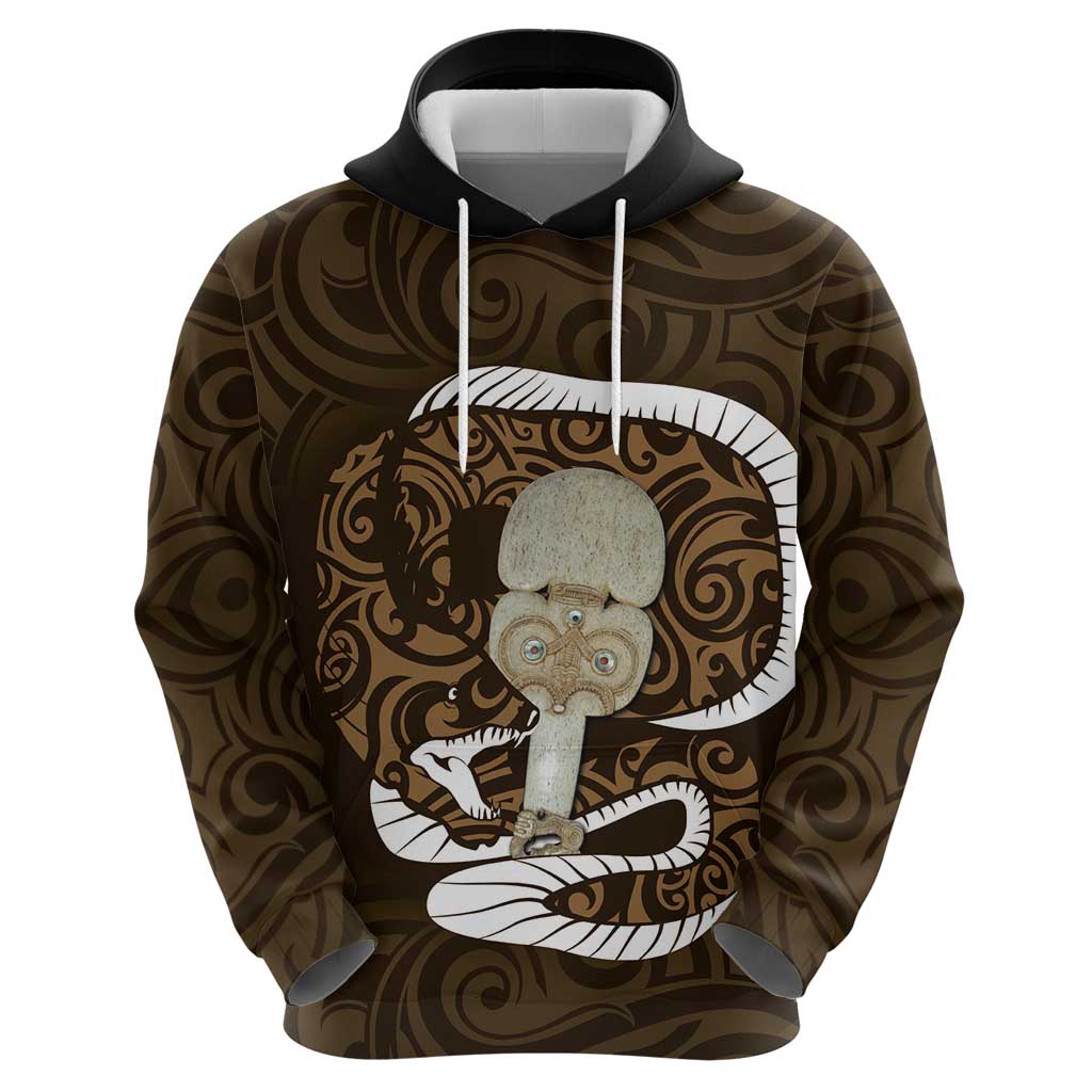 Gold New Zealand Eel Hoodie Aotearoa Maori Tuna With Kotiate Weapon