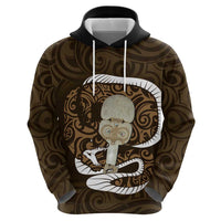 Gold New Zealand Eel Hoodie Aotearoa Maori Tuna With Kotiate Weapon