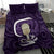 Purple New Zealand Eel Bedding Set Aotearoa Maori Tuna With Kotiate Weapon