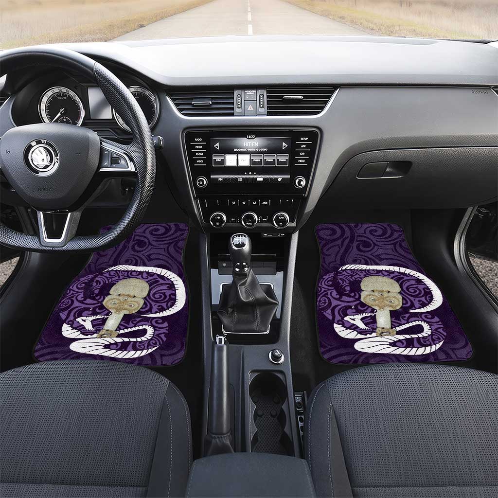 Purple New Zealand Eel Car Mats Aotearoa Maori Tuna With Kotiate Weapon