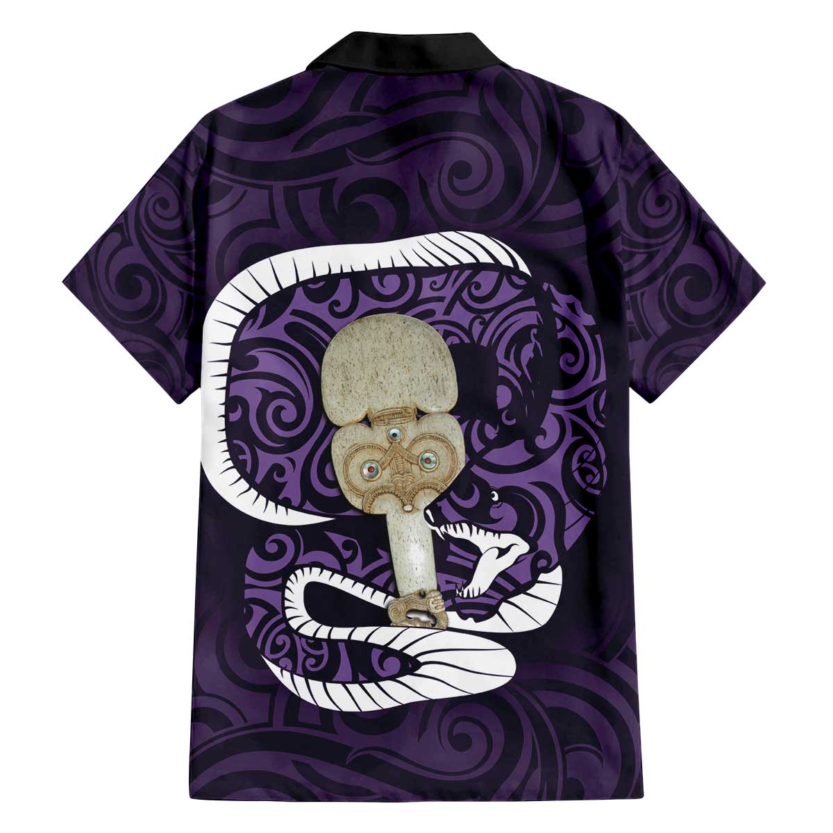 Purple New Zealand Eel Family Matching Puletasi and Hawaiian Shirt Aotearoa Maori Tuna With Kotiate Weapon LT14 - Polynesian Pride