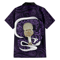 Purple New Zealand Eel Family Matching Puletasi and Hawaiian Shirt Aotearoa Maori Tuna With Kotiate Weapon LT14 - Polynesian Pride