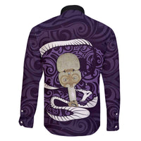 Purple New Zealand Eel Family Matching Puletasi and Hawaiian Shirt Aotearoa Maori Tuna With Kotiate Weapon LT14 - Polynesian Pride
