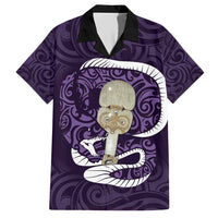 Purple New Zealand Eel Family Matching Short Sleeve Bodycon Dress and Hawaiian Shirt Aotearoa Maori Tuna With Kotiate Weapon LT14 Dad's Shirt - Short Sleeve Purple - Polynesian Pride