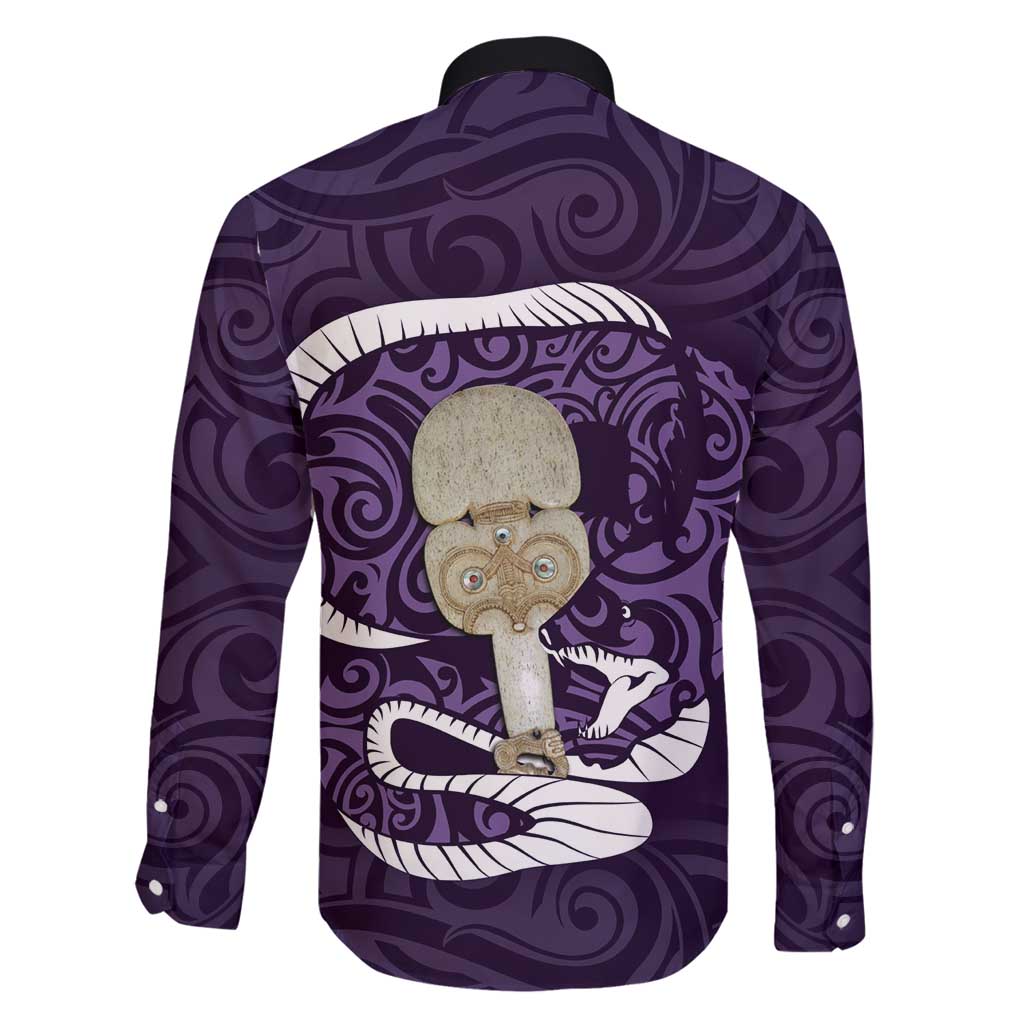 Purple New Zealand Eel Family Matching Tank Maxi Dress and Hawaiian Shirt Aotearoa Maori Tuna With Kotiate Weapon