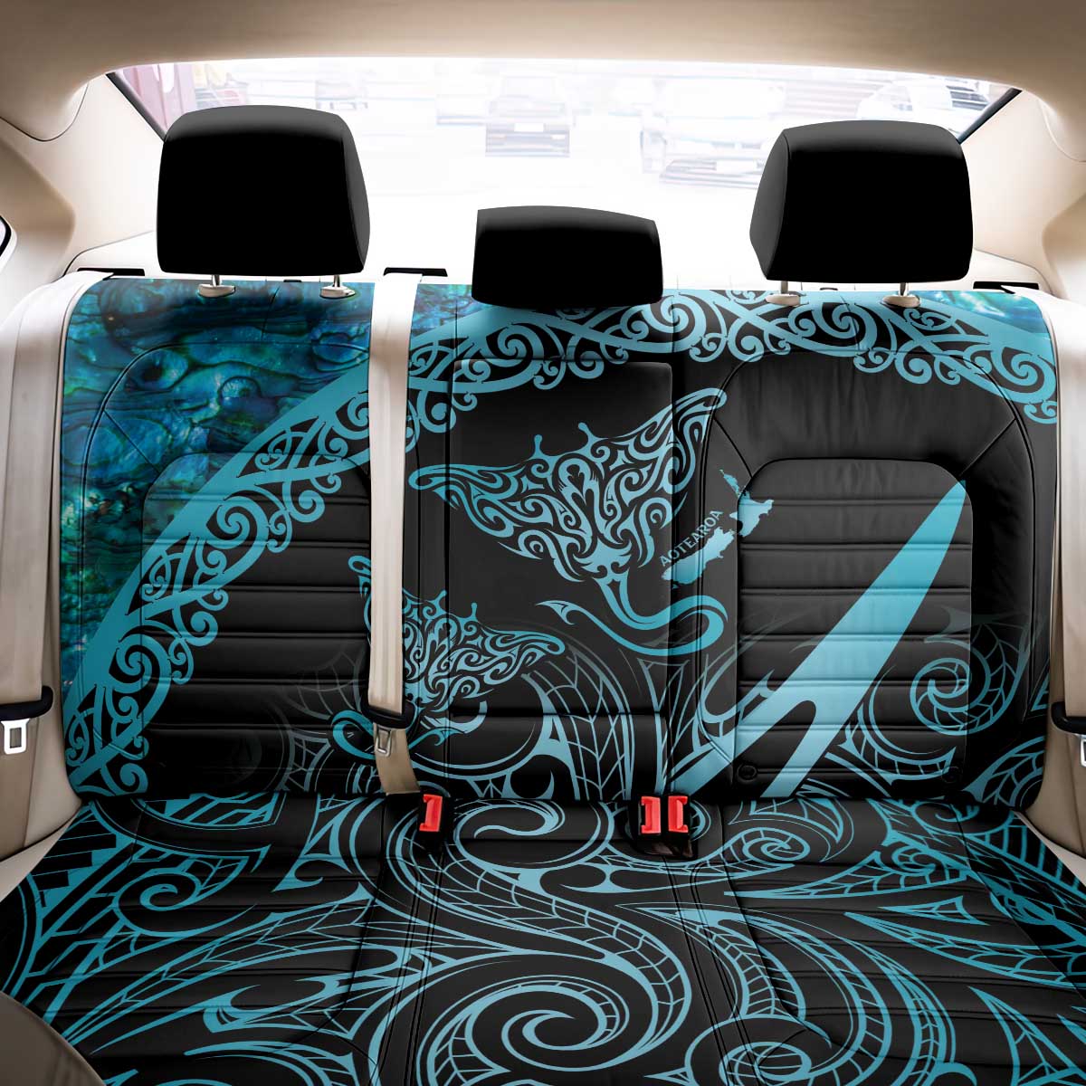New Zealand Stingray Back Car Seat Cover Aotearoa Whai With Maori Paua Shell