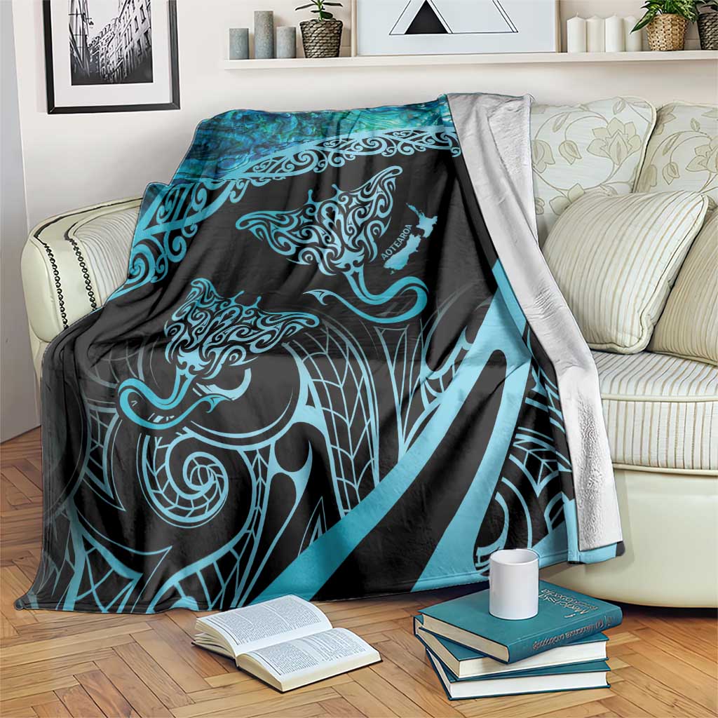 New Zealand Stingray Blanket Aotearoa Whai With Maori Paua Shell