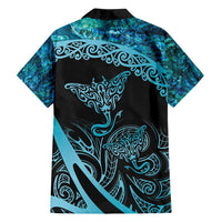 New Zealand Stingray Family Matching Long Sleeve Bodycon Dress and Hawaiian Shirt Aotearoa Whai With Maori Paua Shell LT14 - Polynesian Pride
