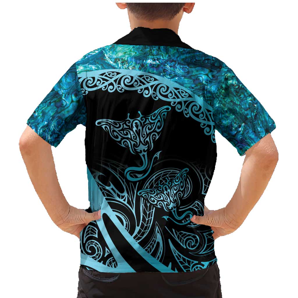 New Zealand Stingray Family Matching Mermaid Dress and Hawaiian Shirt Aotearoa Whai With Maori Paua Shell LT14 - Polynesian Pride