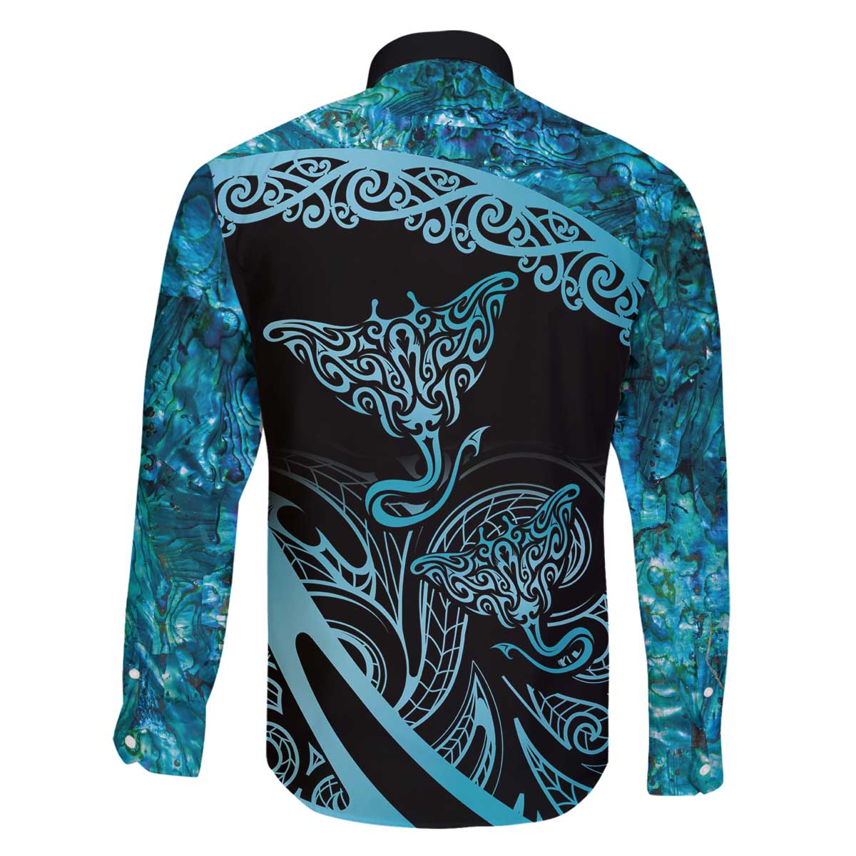New Zealand Stingray Family Matching Puletasi and Hawaiian Shirt Aotearoa Whai With Maori Paua Shell LT14 - Polynesian Pride