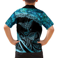 New Zealand Stingray Family Matching Short Sleeve Bodycon Dress and Hawaiian Shirt Aotearoa Whai With Maori Paua Shell LT14 - Polynesian Pride