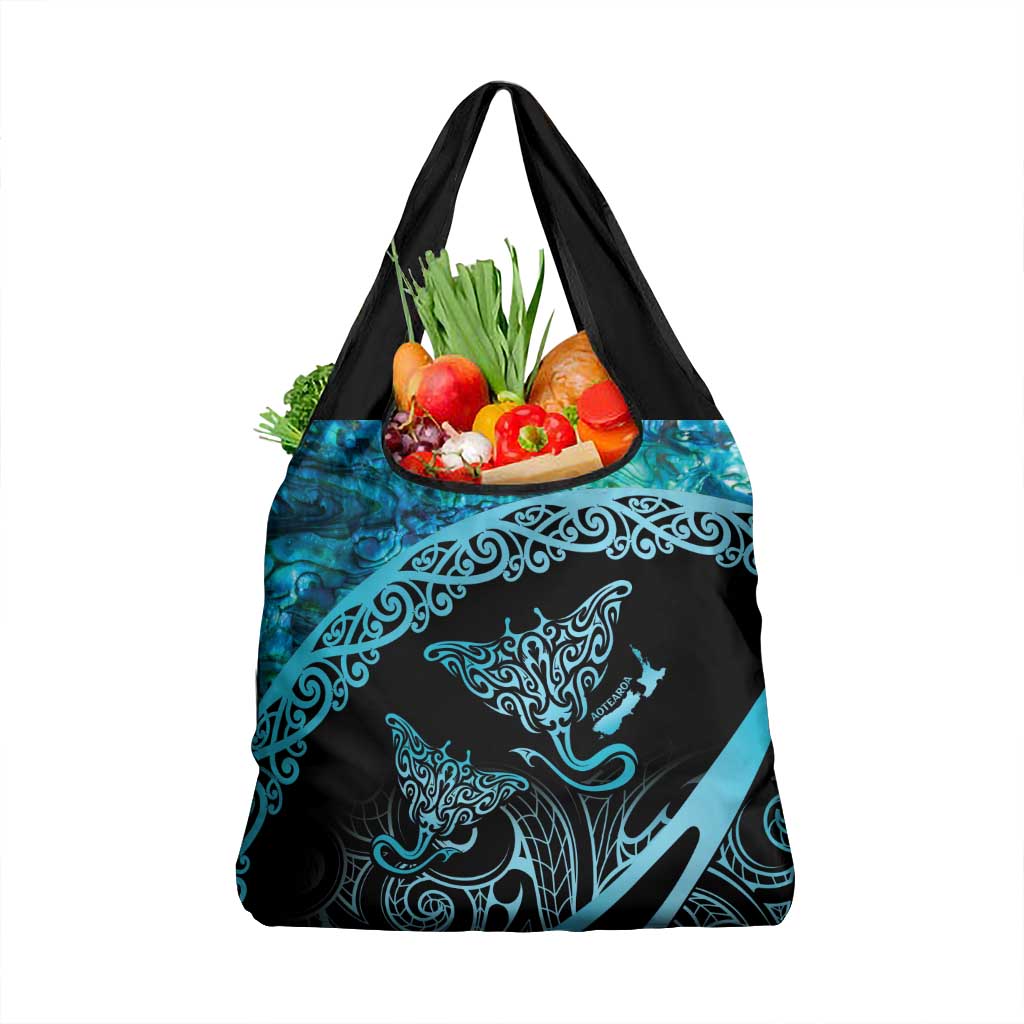 New Zealand Stingray Grocery Bag Aotearoa Whai With Maori Paua Shell