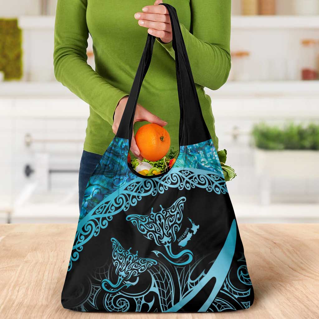New Zealand Stingray Grocery Bag Aotearoa Whai With Maori Paua Shell