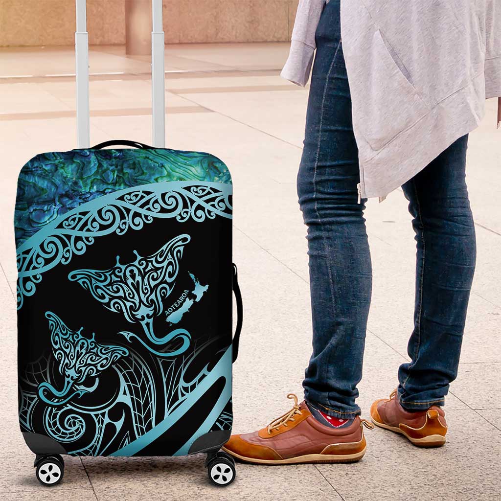 New Zealand Stingray Luggage Cover Aotearoa Whai With Maori Paua Shell