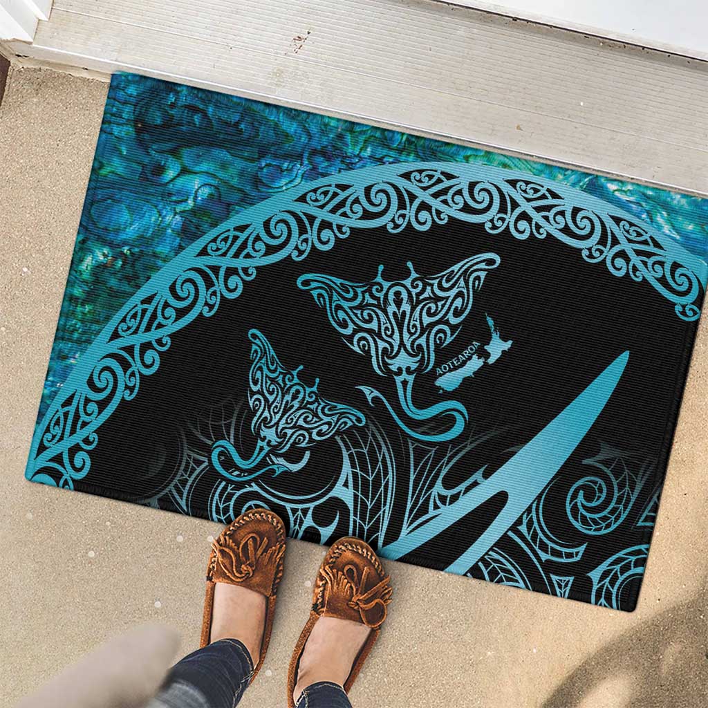 New Zealand Stingray Rubber Doormat Aotearoa Whai With Maori Paua Shell