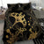 Black And Gold Aotearoa Whai Bedding Set NZ Stingrays Maori Curves Style