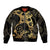 Black And Gold Aotearoa Whai Bomber Jacket NZ Stingrays Maori Curves Style