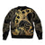 Black And Gold Aotearoa Whai Bomber Jacket NZ Stingrays Maori Curves Style