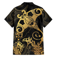 Black And Gold Aotearoa Whai Family Matching Long Sleeve Bodycon Dress and Hawaiian Shirt NZ Stingrays Maori Curves Style LT14 - Polynesian Pride