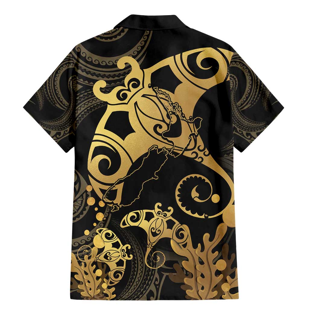 Black And Gold Aotearoa Whai Family Matching Mermaid Dress and Hawaiian Shirt NZ Stingrays Maori Curves Style LT14 - Polynesian Pride