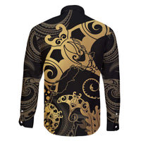 Black And Gold Aotearoa Whai Family Matching Puletasi and Hawaiian Shirt NZ Stingrays Maori Curves Style LT14 - Polynesian Pride