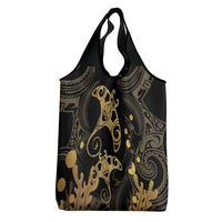 Black And Gold Aotearoa Whai Grocery Bag NZ Stingrays Maori Curves Style