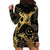 Black And Gold Aotearoa Whai Hoodie Dress NZ Stingrays Maori Curves Style