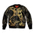 Black And Gold Aotearoa Whai Sleeve Zip Bomber Jacket NZ Stingrays Maori Curves Style